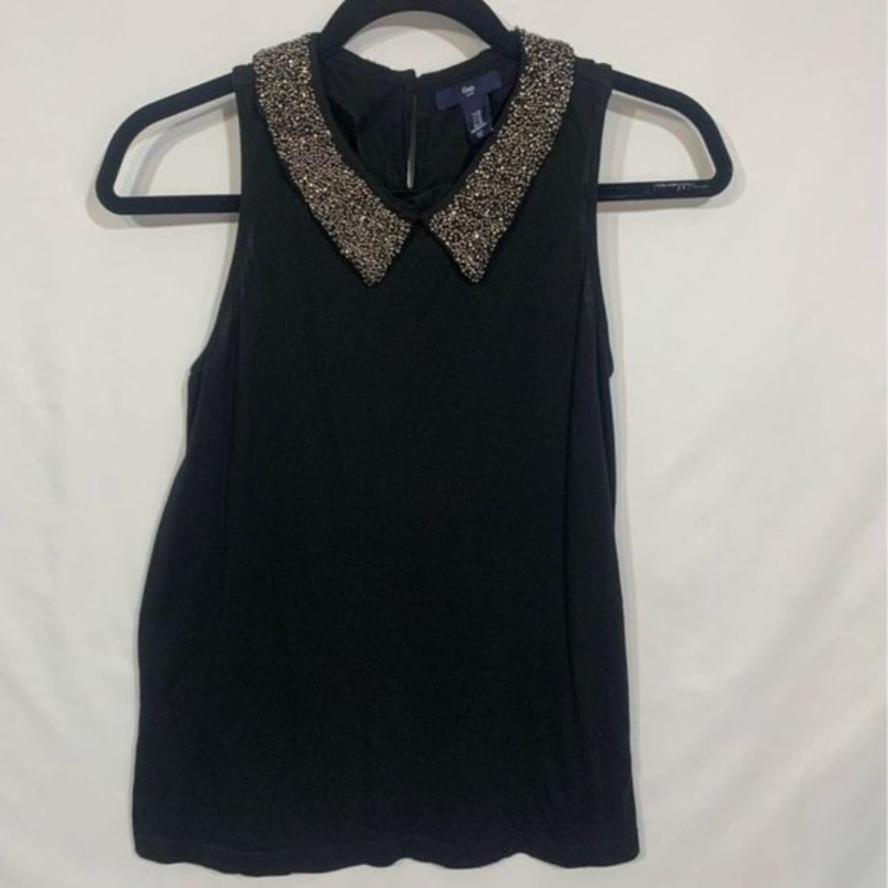 GAP womans sleeveless blouse. Embroidered beading collar. Soft! Size XS. Modal/